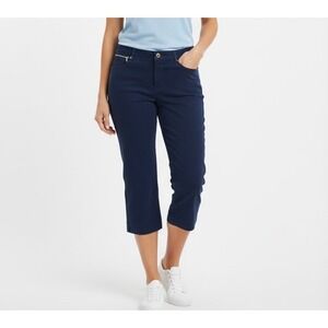 Lauren Ralph Lauren Womens Navy Blue Capri Pants Cropped Zipper Detail Size 10‎